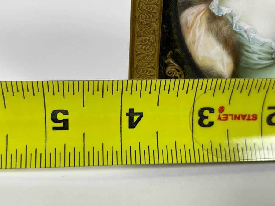 Antique Hand Painted Porcelain Portrait In Old Gilt Metal Frame From Collection Of Comtesse-Remy De Turique 4 X 5 [Photo 14]