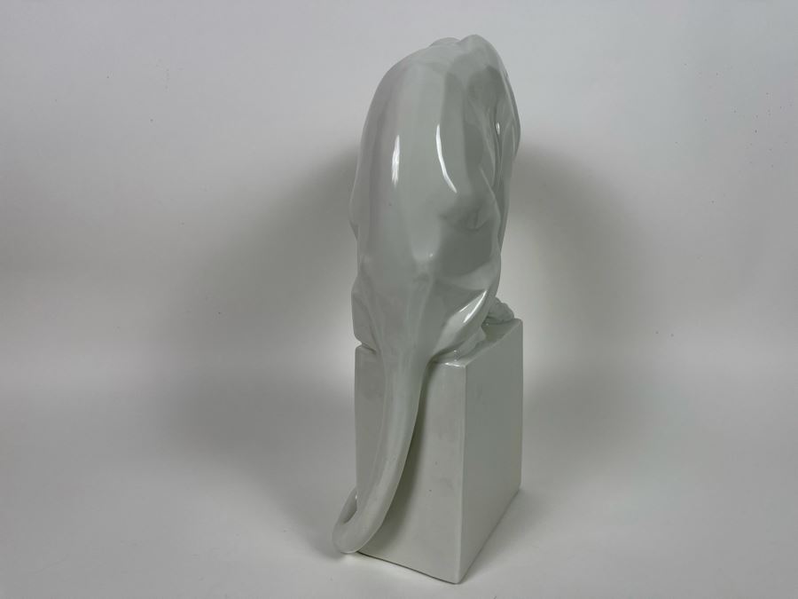 Franz Barwig (1868-1931) Art Deco Large Porcelain Panther On Pedestal Sculpture Made In Austria Wien Signed FB [Photo 10]