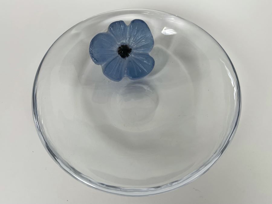 Daum France Crystal Trinket Dish With Flower 5.5W [Photo 2]