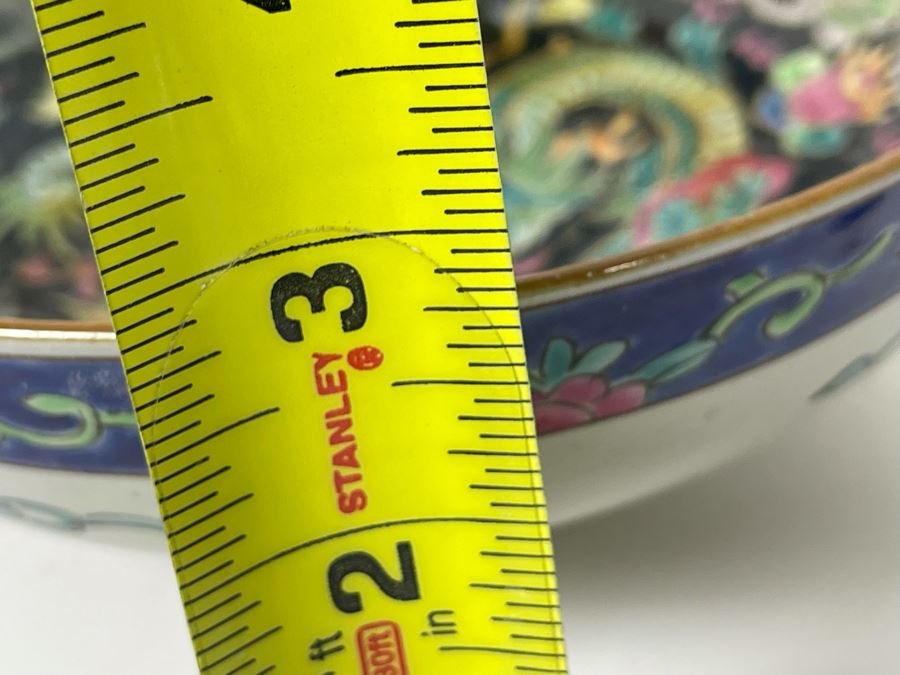 Pair Of Vintage Signed Hand Painted Chinese Dragon Motif Bowls 8.25R X 3.25H And 7R X 2.75H [Photo 17]