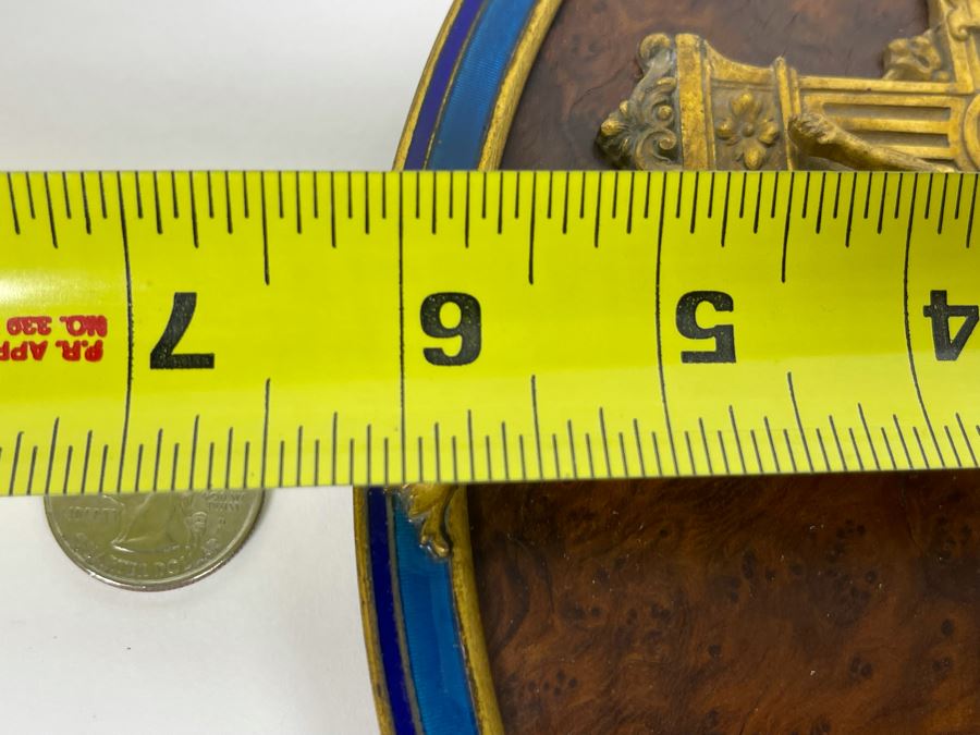 F. Ravaud Toulon Bijoutier Joaillier Catholic Handmade Jesus Christ Crucifix Wall Plaque With Relief Metal, Burled Walnut And Enamel 6W X 10H [Photo 13]