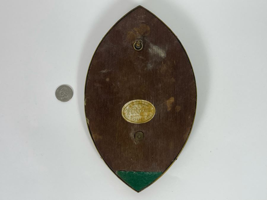 F. Ravaud Toulon Bijoutier Joaillier Catholic Handmade Jesus Christ Crucifix Wall Plaque With Relief Metal, Burled Walnut And Enamel 6W X 10H [Photo 6]