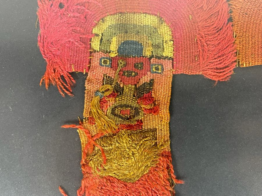 Pair Of Exceptional Antique Pre Columbian Moche Weavings Textile Framed 11.5 X 8.5 [Photo 4]