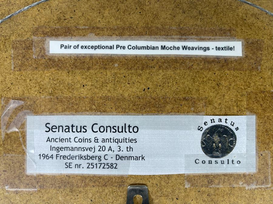 Pair Of Exceptional Antique Pre Columbian Moche Weavings Textile Framed 11.5 X 8.5 [Photo 11]