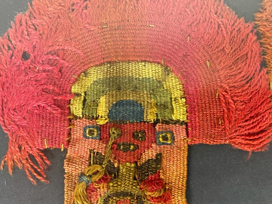 Pair Of Exceptional Antique Pre Columbian Moche Weavings Textile Framed 11.5 X 8.5 [Photo 8]