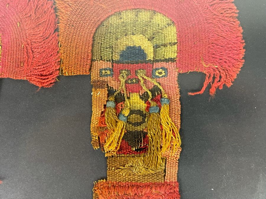 Pair Of Exceptional Antique Pre Columbian Moche Weavings Textile Framed 11.5 X 8.5 [Photo 5]