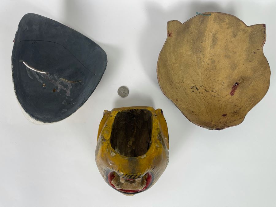 Collection Of Three Hand Painted Vintage Ethnic Masks [Photo 9]