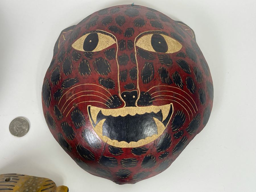 Collection Of Three Hand Painted Vintage Ethnic Masks [Photo 8]