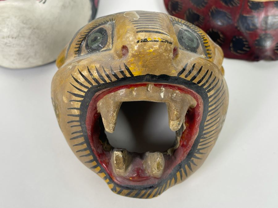 Collection Of Three Hand Painted Vintage Ethnic Masks [Photo 4]