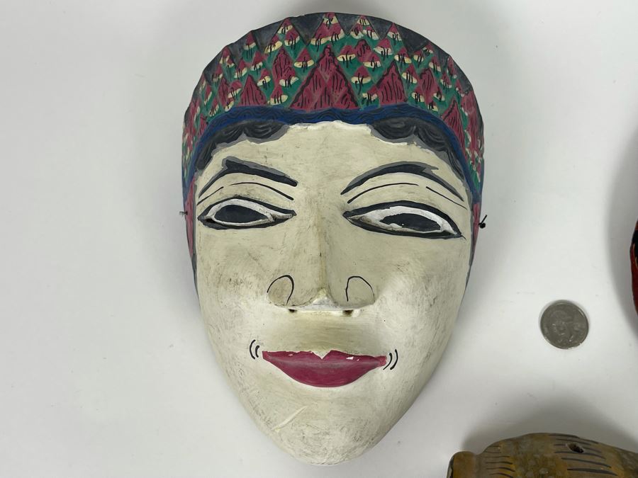 Collection Of Three Hand Painted Vintage Ethnic Masks [Photo 6]