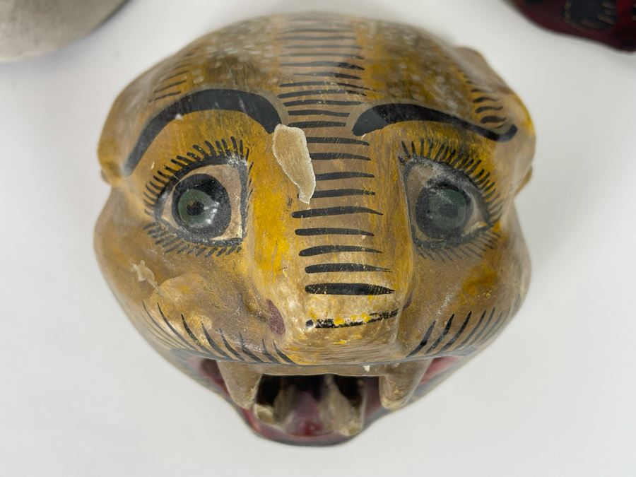 Collection Of Three Hand Painted Vintage Ethnic Masks [Photo 5]