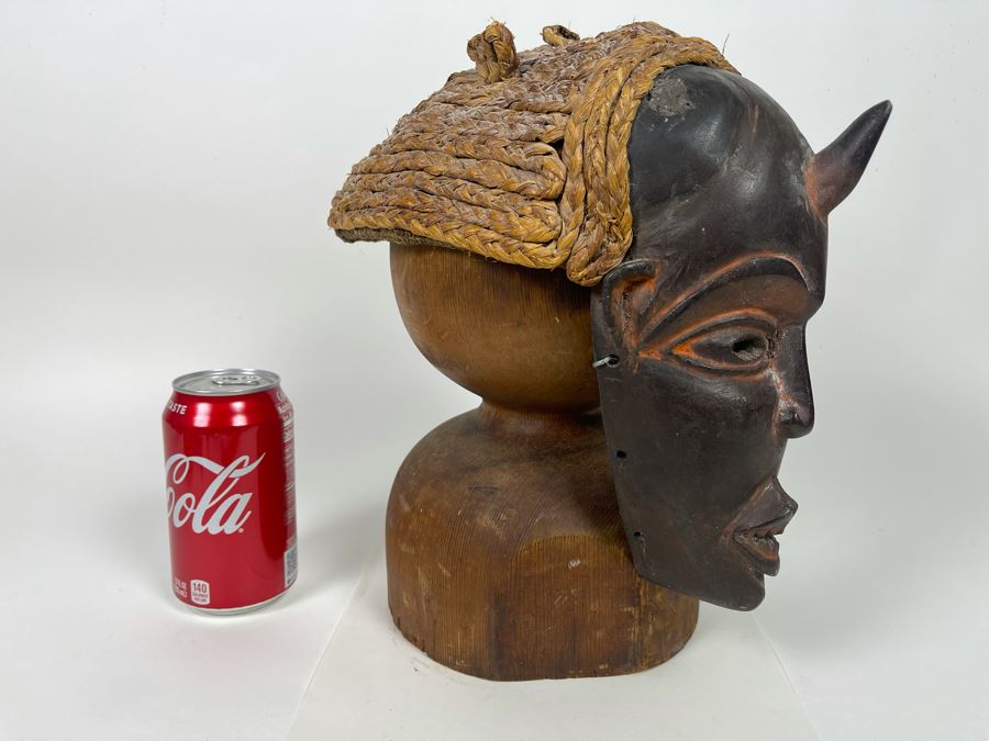Old Hand Carved African Mask (Does Not Include Wooden Stand) 7W X 10H [Photo 2]