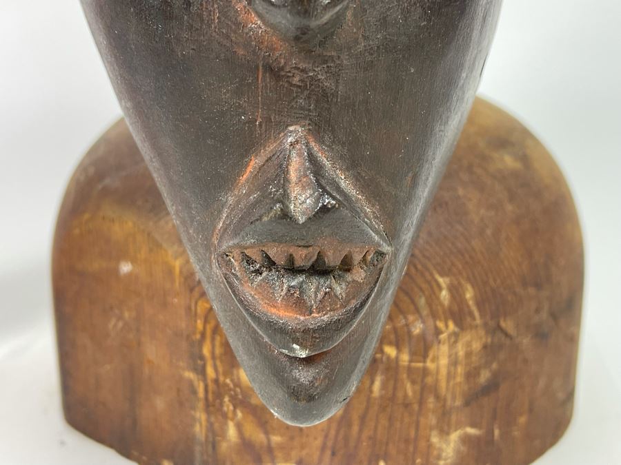 Old Hand Carved African Mask (Does Not Include Wooden Stand) 7W X 10H [Photo 5]