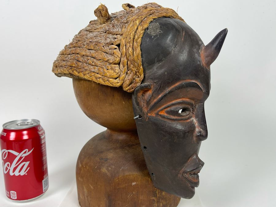 Old Hand Carved African Mask (Does Not Include Wooden Stand) 7W X 10H [Photo 3]