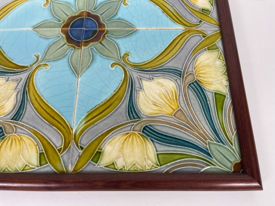 Antique Tiles Wall Hanging Displayed In Wooden Frame 13 X 13 [Photo 5]