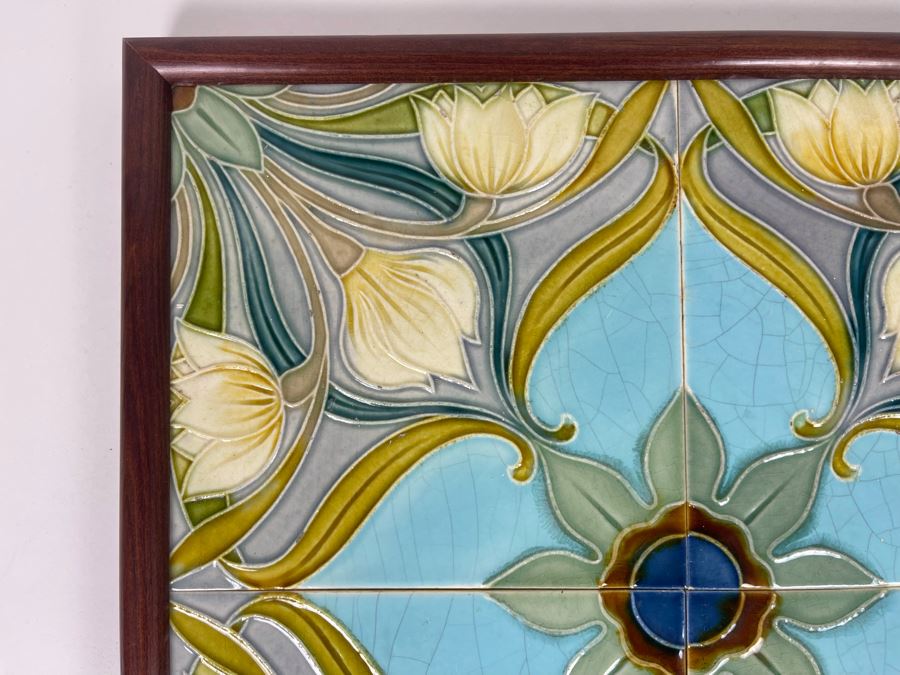 Antique Tiles Wall Hanging Displayed In Wooden Frame 13 X 13 [Photo 3]