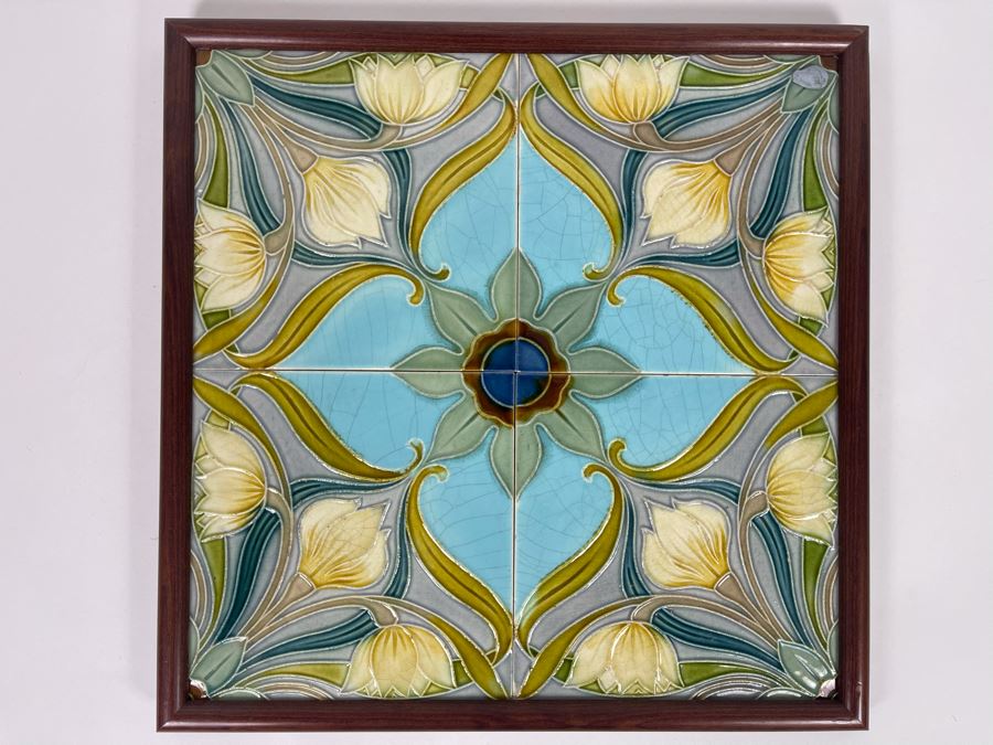 Antique Tiles Wall Hanging Displayed In Wooden Frame 13 X 13 [Photo 2]