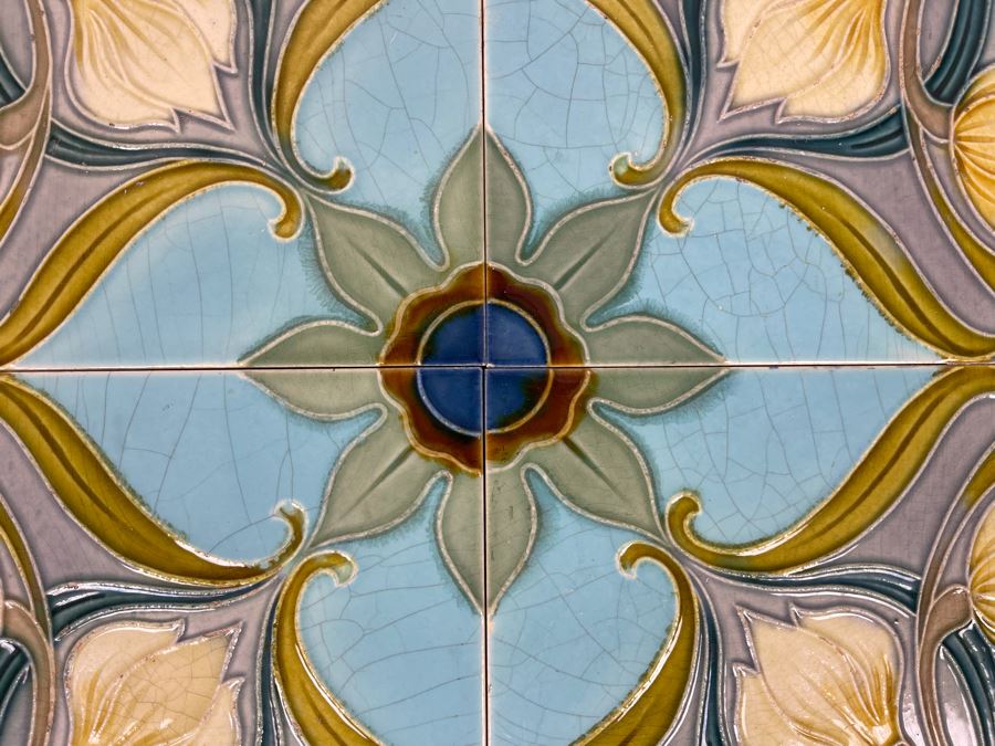 Antique Tiles Wall Hanging Displayed In Wooden Frame 13 X 13 [Photo 4]