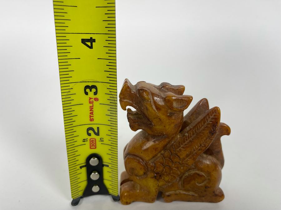 Old Chinese Carved Brown Stone Of Mythical Winged Animal 2.5W X 1.25D X 3H [Photo 11]