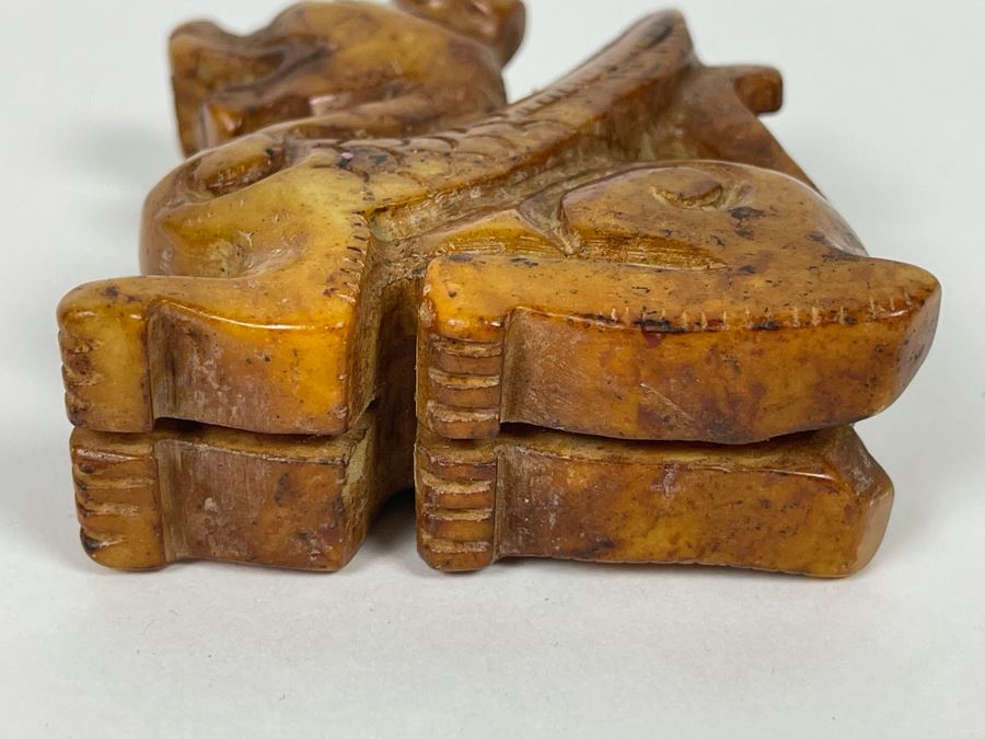 Old Chinese Carved Brown Stone Of Mythical Winged Animal 2.5W X 1.25D X 3H [Photo 9]