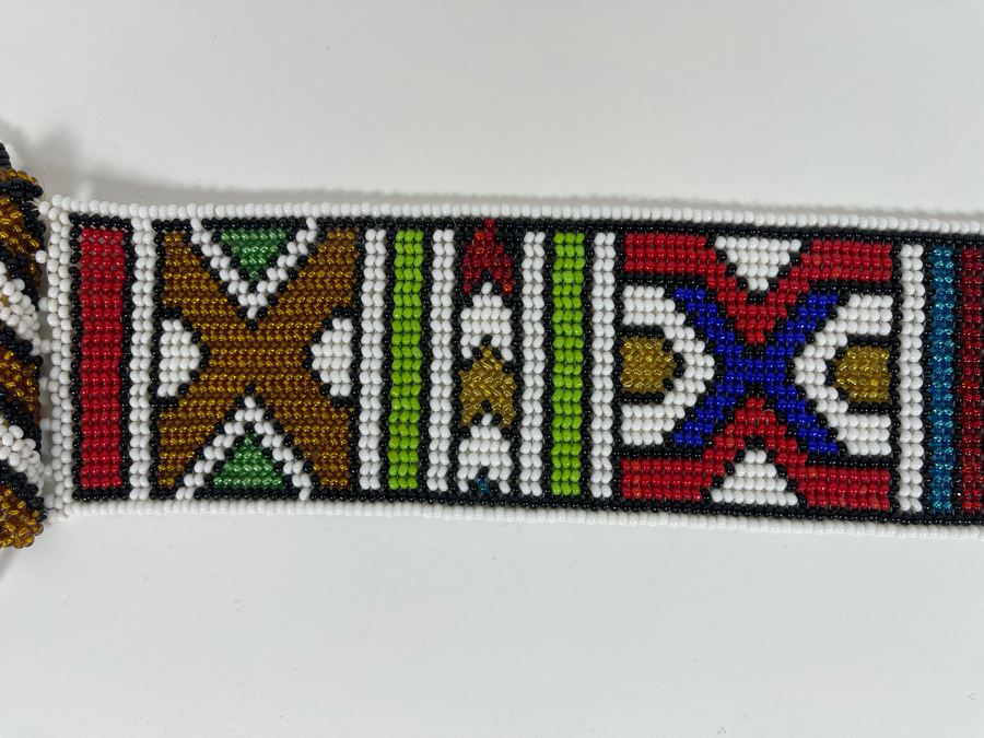 Pair Of African Beaded Wall Hangings 24L And 21L [Photo 8]