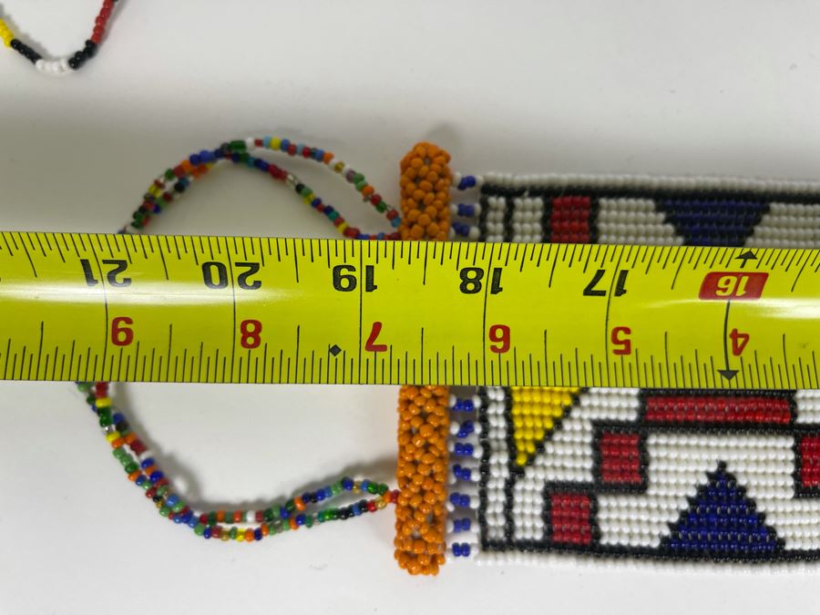Pair Of African Beaded Wall Hangings 24L And 21L [Photo 13]