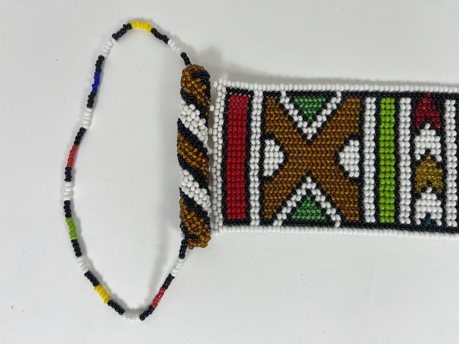 Pair Of African Beaded Wall Hangings 24L And 21L [Photo 7]