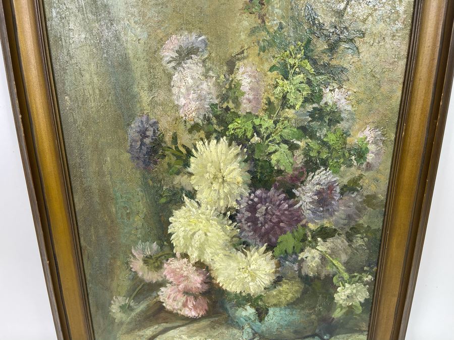 Antique Still Life Painting On Canvas By Alice Best 14 X 20 [Photo 5]