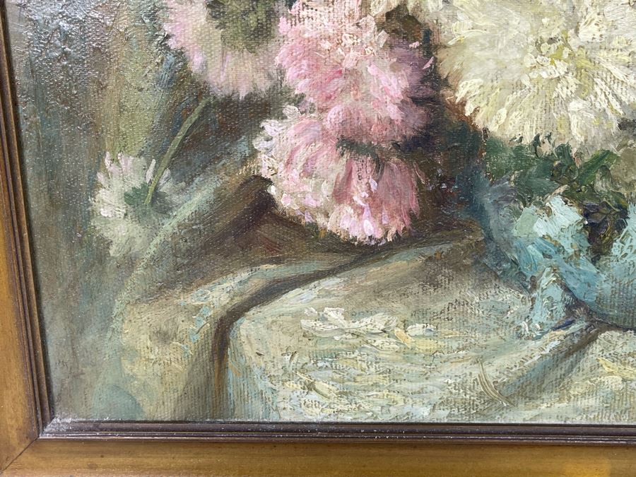 Antique Still Life Painting On Canvas By Alice Best 14 X 20 [Photo 9]