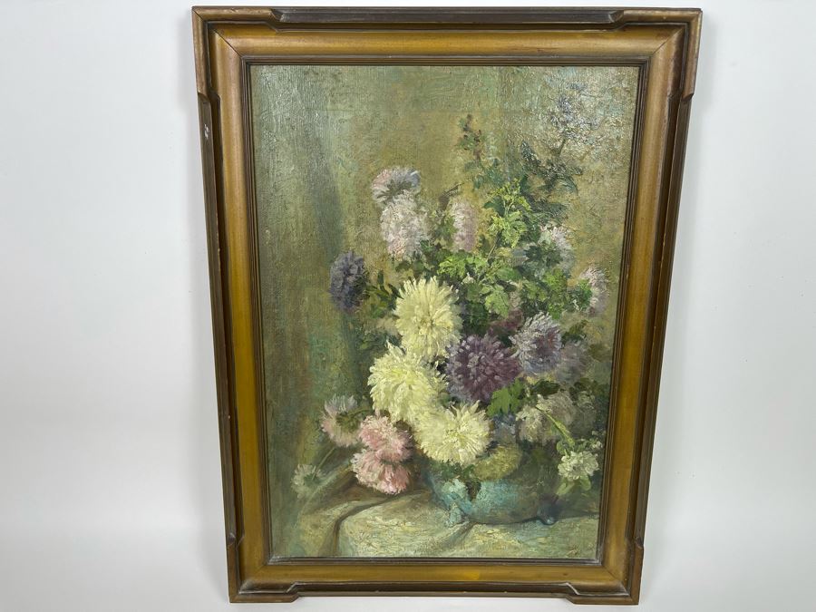 Antique Still Life Painting On Canvas By Alice Best 14 X 20 [Photo 2]