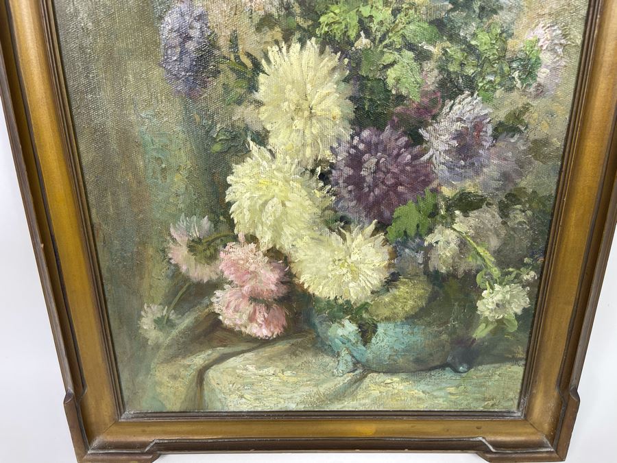 Antique Still Life Painting On Canvas By Alice Best 14 X 20 [Photo 4]
