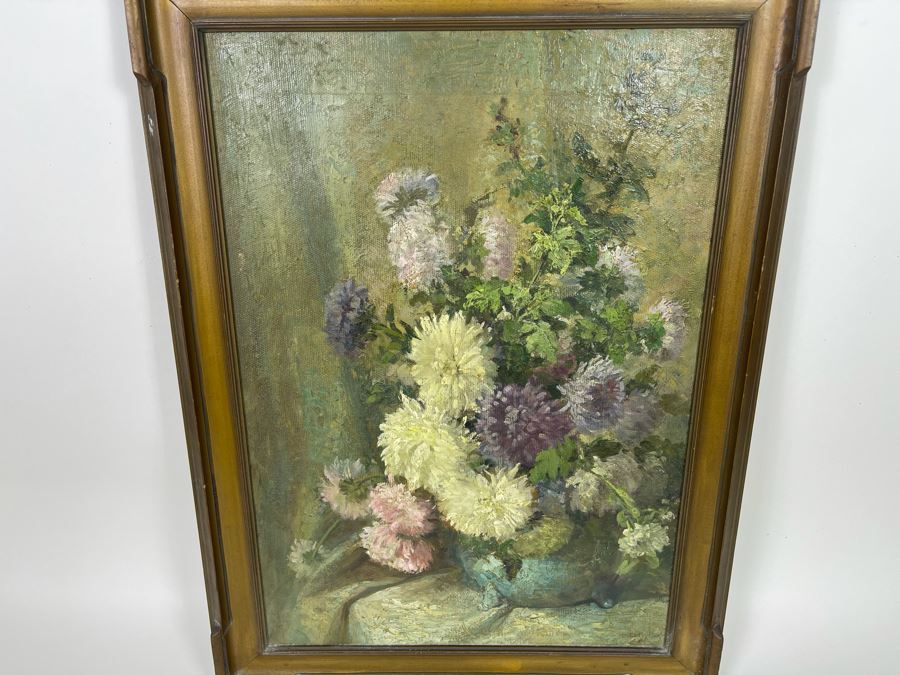 Antique Still Life Painting On Canvas By Alice Best 14 X 20 [Photo 3]