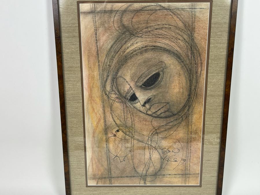 Original Ben Macala (South Africa, 1938-1997) Charcoal On Paper Drawing In Frame 12 X 19 [Photo 4]