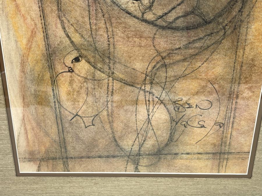 Original Ben Macala (South Africa, 1938-1997) Charcoal On Paper Drawing In Frame 12 X 19 [Photo 6]