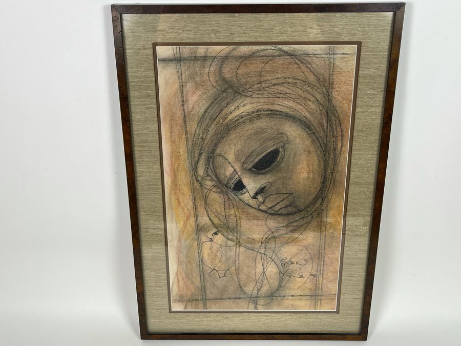 Original Ben Macala (South Africa, 1938-1997) Charcoal On Paper Drawing In Frame 12 X 19 [Photo 2]