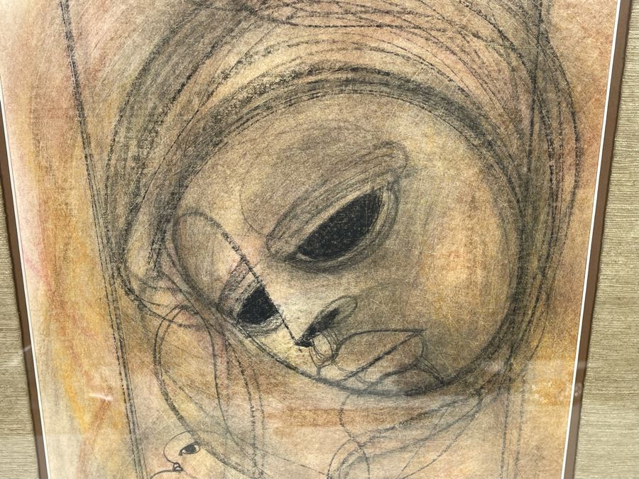 Original Ben Macala (South Africa, 1938-1997) Charcoal On Paper Drawing In Frame 12 X 19 [Photo 5]