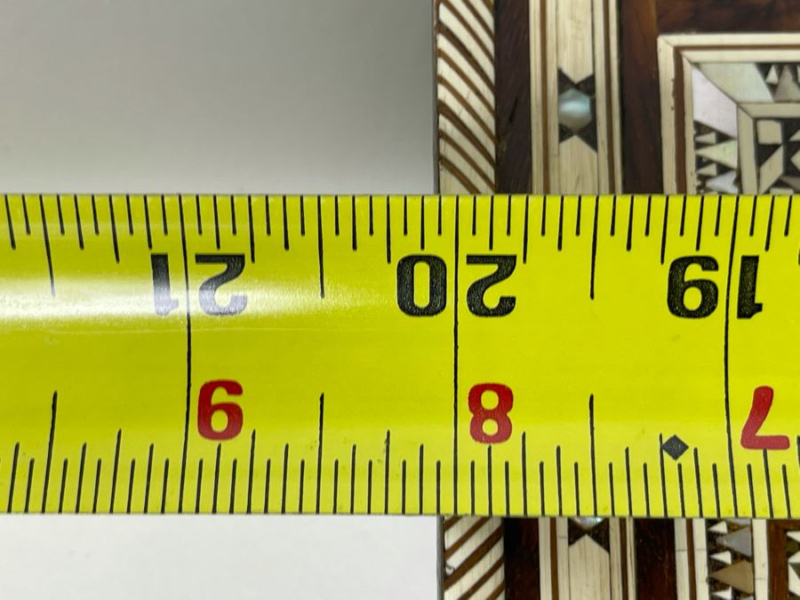 Hand Crafted Intricately Inlaid Geometric Mother Of Pearl, Wood And Bone Wall Mirror 20W X 16H X 1.5D [Photo 12]