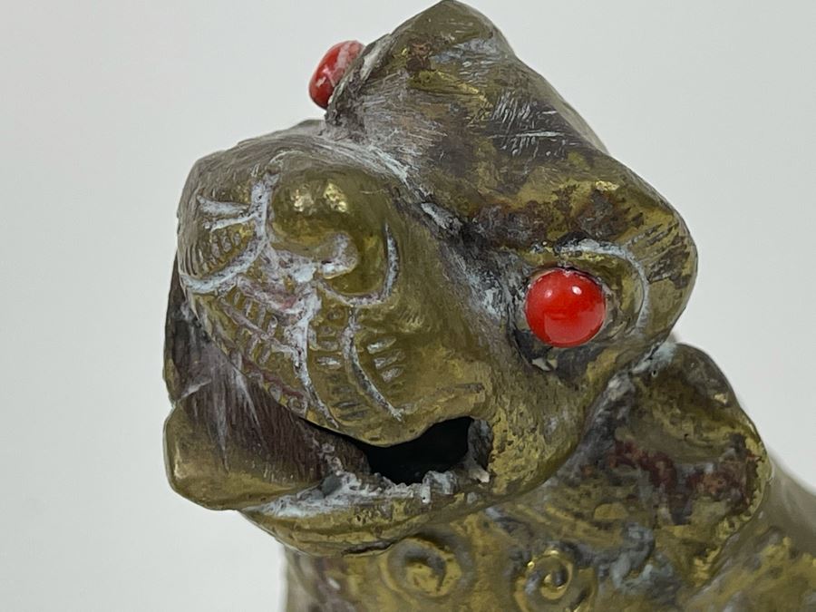 Pair Of Old Brass Dogs Figurines 3.5W X 3.5H [Photo 11]