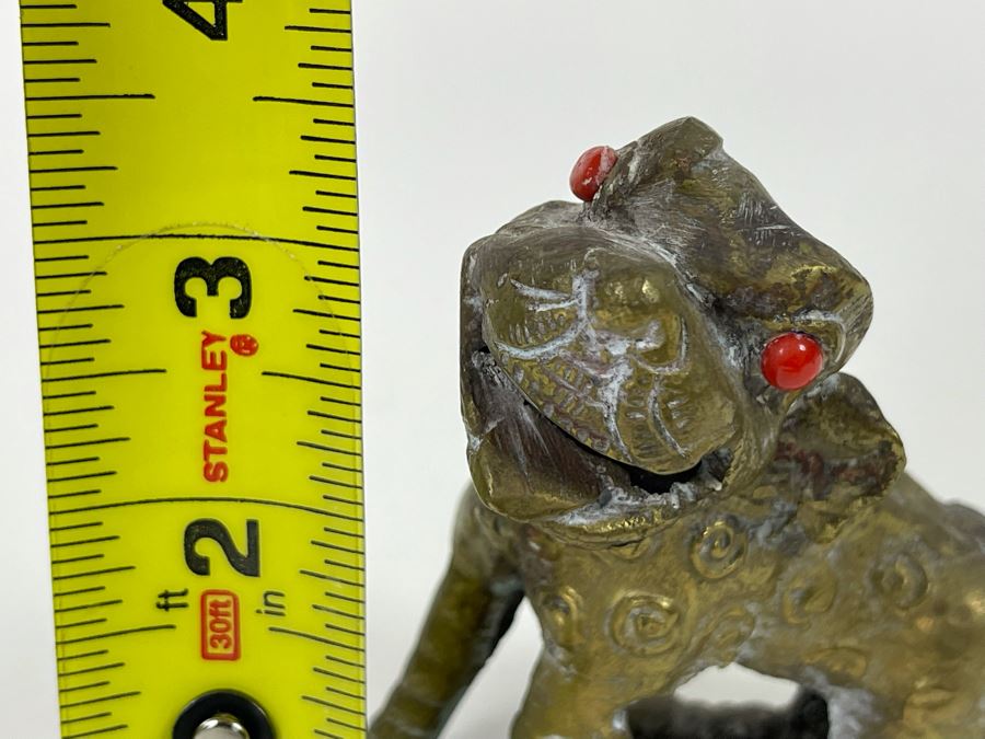 Pair Of Old Brass Dogs Figurines 3.5W X 3.5H [Photo 10]