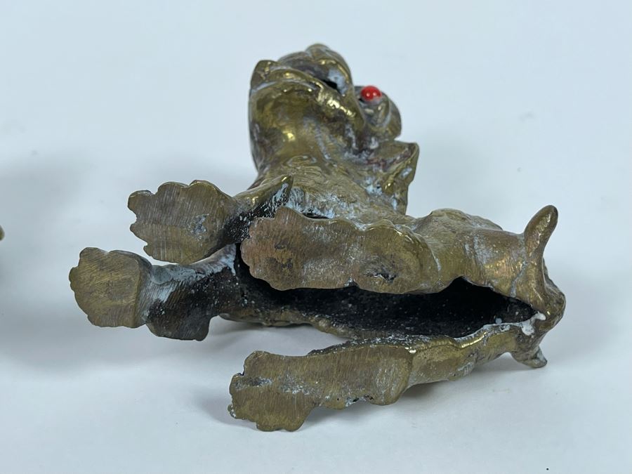 Pair Of Old Brass Dogs Figurines 3.5W X 3.5H [Photo 8]