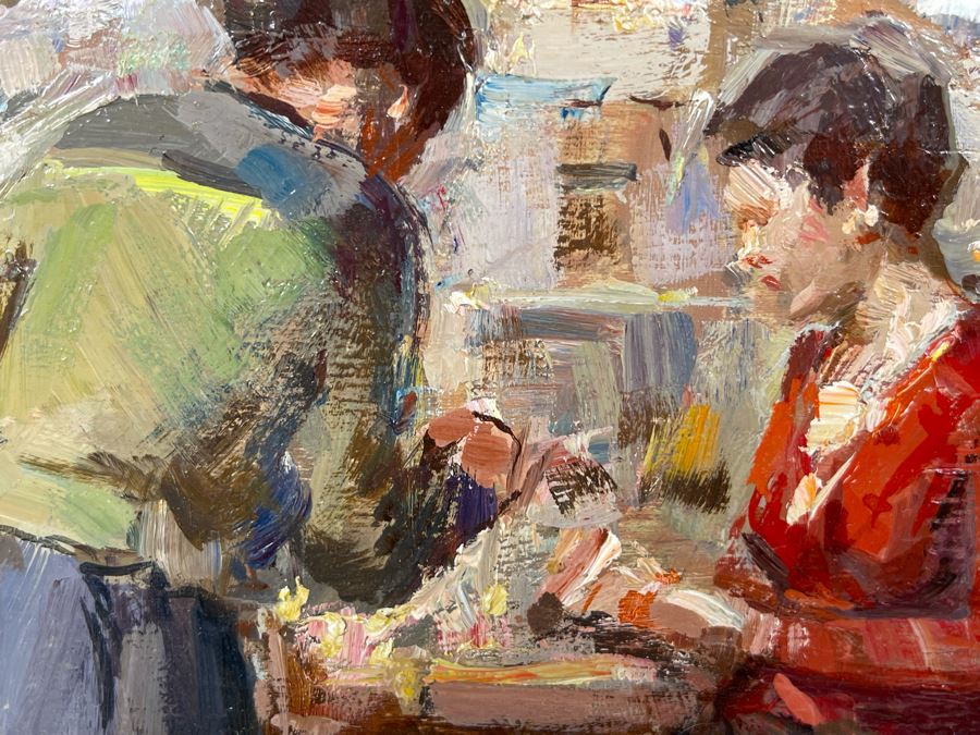 Mario Maresca Serra (Italy, 1912-1990) Original Framed Painting Titled 'Mercato Napaletano' 16 X 12 [Photo 11]