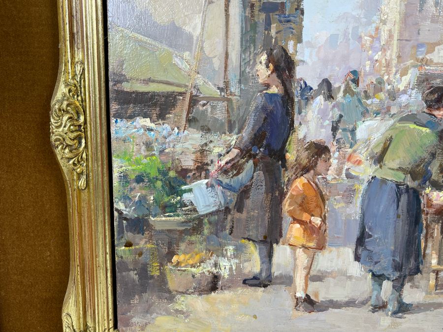 Mario Maresca Serra (Italy, 1912-1990) Original Framed Painting Titled 'Mercato Napaletano' 16 X 12 [Photo 5]