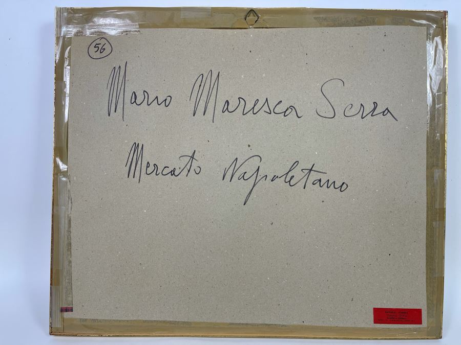 Mario Maresca Serra (Italy, 1912-1990) Original Framed Painting Titled 'Mercato Napaletano' 16 X 12 [Photo 12]