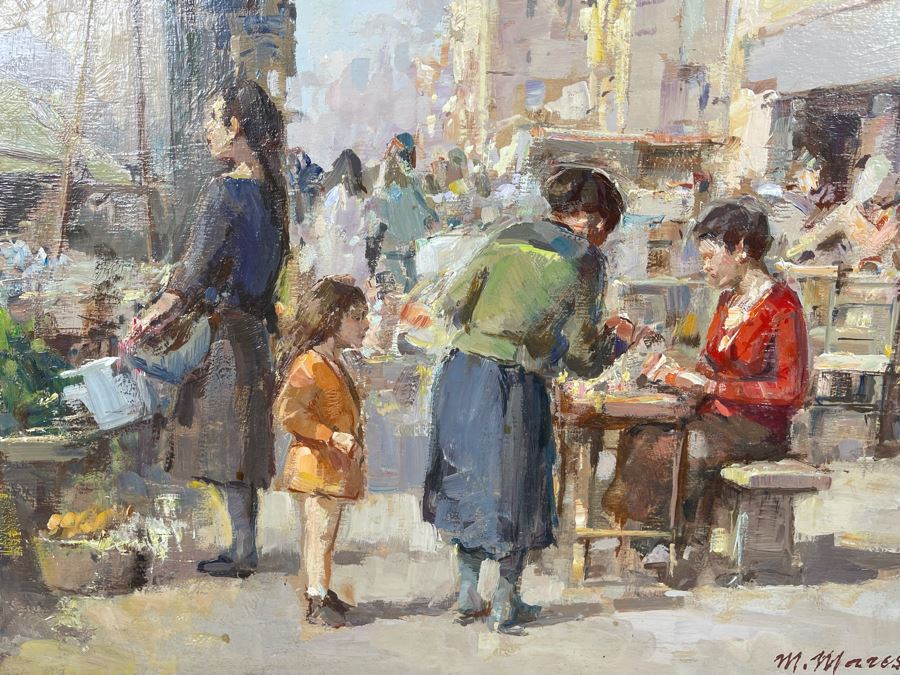 Mario Maresca Serra (Italy, 1912-1990) Original Framed Painting Titled 'Mercato Napaletano' 16 X 12 [Photo 6]