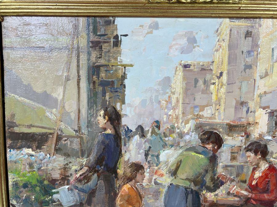 Mario Maresca Serra (Italy, 1912-1990) Original Framed Painting Titled 'Mercato Napaletano' 16 X 12 [Photo 9]