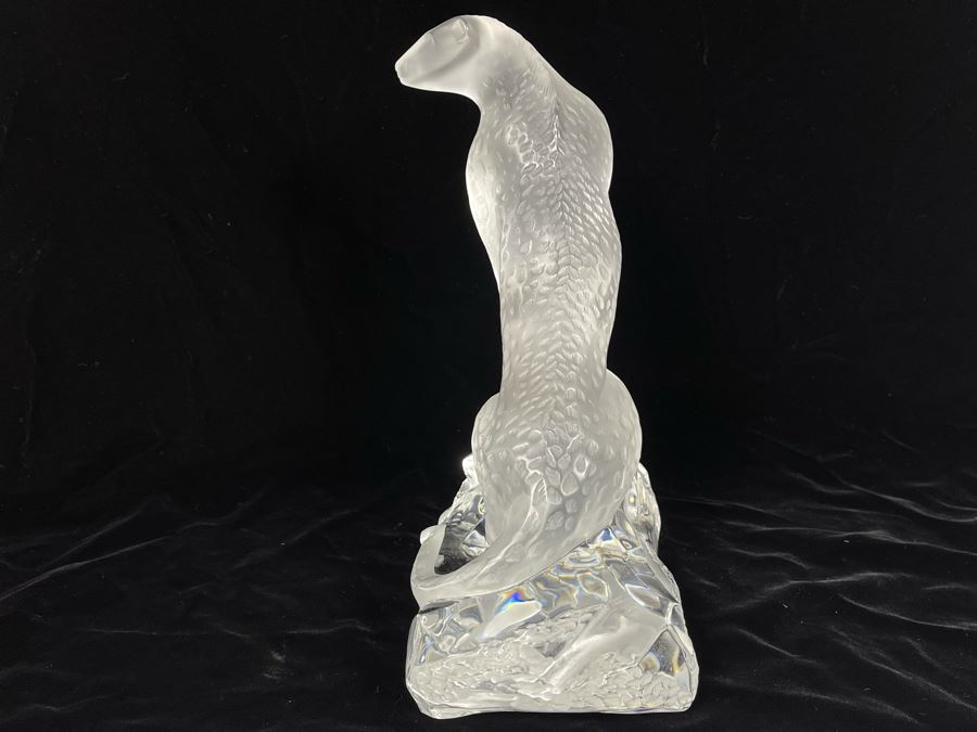 Lalique France Signed Tancrede Crystal Cheetah Sitting On Rocks 8W X 4.5D X 10H Estimate $900 [Photo 9]