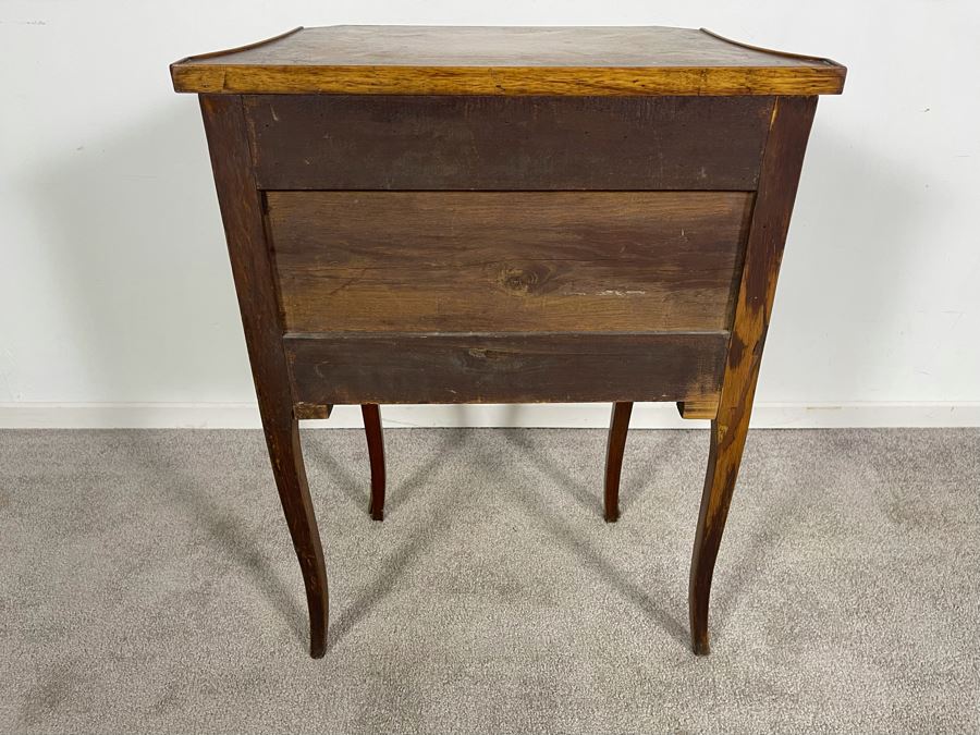 Beautiful Inlaid Wooden French Louis XV 3-Drawer Nightstand Side Table With Ormolu Mounts 21W X 12D X 28H [Photo 13]