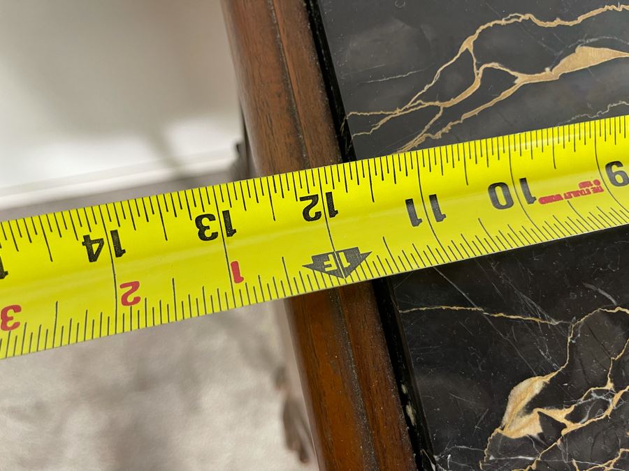 Vintage Carved Wooden 2-Drawer Nightstand Side Table With Black Marble Top 12.5W X 10.5D X 30H [Photo 14]