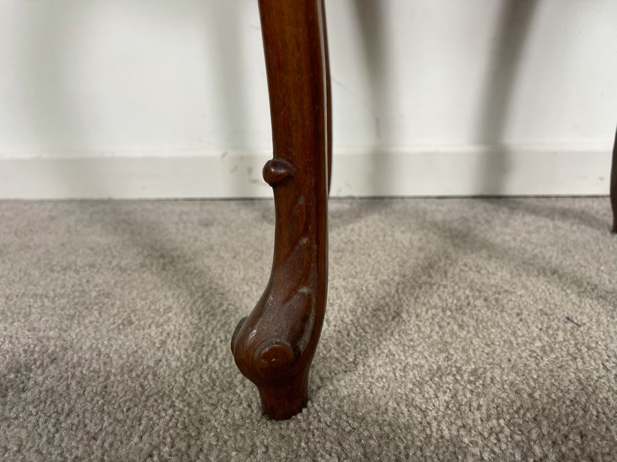 Vintage Carved Wooden 2-Drawer Nightstand Side Table With Black Marble Top 12.5W X 10.5D X 30H [Photo 6]