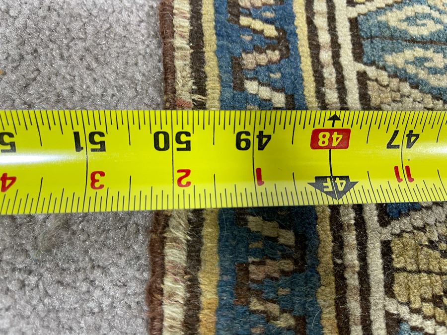 Old Hand Knotted Wool Persian Area Rug Geometric Patterns 50W X 63L [Photo 15]